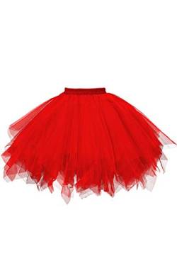 GOOBGS Damen 50er Ballettrock Multi-SchichtenVintage Ballet Blase Firt Tulle Petticoat Puffy Tutu Rot XX-Large von GOOBGS