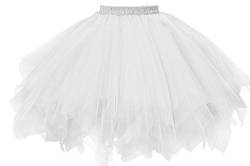 GOOBGS Damen 50er Ballettrock Multi-SchichtenVintage Ballet Blase Firt Tulle Petticoat Puffy Tutu Weiß XX-Large von GOOBGS