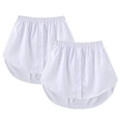 GOOBGS Women's Mini Underskirt Shirt Extensions Lower Skirt Sweep Shirt Extension Skirt with Buttons 2 Pieces White Large von GOOBGS
