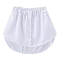 GOOBGS Women's Mini Underskirt Shirt Extensions Lower Skirt Sweep Shirt Extension Skirt with Buttons A-White Medium von GOOBGS