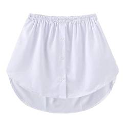GOOBGS Women's Mini Underskirt Shirt Extensions Lower Skirt Sweep Shirt Extension Skirt with Buttons A-White X-Large von GOOBGS