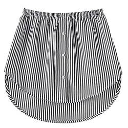 GOOBGS Women's Mini Underskirt Shirt Extensions Lower Skirt Sweep Shirt Extension Skirt with Buttons Black Stripe X-Large von GOOBGS
