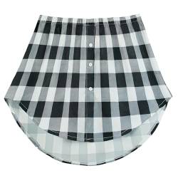 GOOBGS Women's Mini Underskirt Shirt Extensions Lower Skirt Sweep Shirt Extension Skirt with Buttons Black White Plaid X-Large von GOOBGS