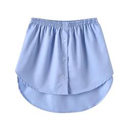 GOOBGS Women's Mini Underskirt Shirt Extensions Lower Skirt Sweep Shirt Extension Skirt with Buttons Blue 3XLarge von GOOBGS