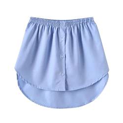 GOOBGS Women's Mini Underskirt Shirt Extensions Lower Skirt Sweep Shirt Extension Skirt with Buttons Blue Medium von GOOBGS