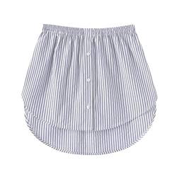 GOOBGS Women's Mini Underskirt Shirt Extensions Lower Skirt Sweep Shirt Extension Skirt with Buttons Blue Stripe Small von GOOBGS