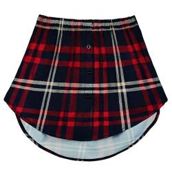 GOOBGS Women's Mini Underskirt Shirt Extensions Lower Skirt Sweep Shirt Extension Skirt with Buttons Navy red Plaid X-Large von GOOBGS