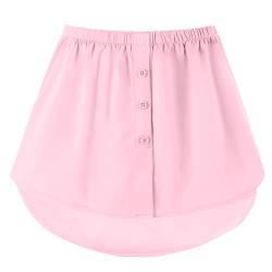 GOOBGS Women's Mini Underskirt Shirt Extensions Lower Skirt Sweep Shirt Extension Skirt with Buttons Pink Large von GOOBGS