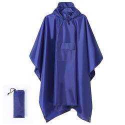 GOODSALEOK Regenponcho Erwachsenen Wasserdichter Regenmantel Damen Und Herren Wiederverwendbare Faltbare Aufbewahrung Geeignet Für Outdoor Camping Blau von GOODSALEOK