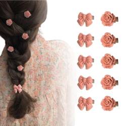 10 Stück Haarspangen mit Fliege,Fliege Haarspangen Elegante kleine Blumen Haarspangen für Hochzeit Haarschmuck für Frauen und Mädchen,Party(Rosa) von GOOMICK