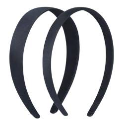 2 Stück Satin-Stirnbänder 1,5/2,5 cm breit hartes Kopfband modisches solides Stirnband rutschfest einfarbig Haarbänder DIY-Haarschmuck für Frauen Mädchen (Schwarz) von GOOMICK