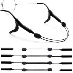 4er-Pack Silikon-Brillenband, Verstellbares Brillenband, Herren Damen, Sportbrillenband, Elastisches Brillenband, Wasserdicht, Rutschfest, Langlebig, Silikon-Sonnenbrillenrahmen (Schwarz, 25 Cm-40 Cm) von GOOMICK