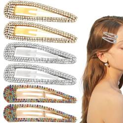 6 Stück Strass-Haarspangen Metallschnapp-Haarnadeln glitzernde Kristall-Haarspangen glitzernde französische Haarspangen Entenschnabel-Haarnadel dekoratives für Frauen Mädchen von GOOMICK