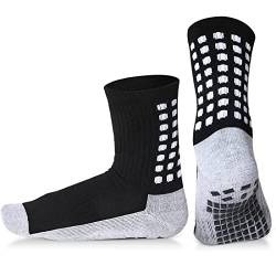 Sports Anti-Rutsch-Fußballsocken, atmungsaktive Griffsocken, rutschfeste Herren-Sportsocken mit Gummipunkten für Basketball, Hockey, Fußball, Männer, Frauen, Unisex, UK 5,5–11, Schwarz und Grau von GOOMICK