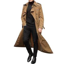 GOOSMI Peaky Blinders Mantel Winter Einfarbig Business Mantel Herren Casual Revers Lange Trenchcoat Jacken Herren Knopfleiste Windbreaker Gentleman Herren B-Khaki XL von GOOSMI