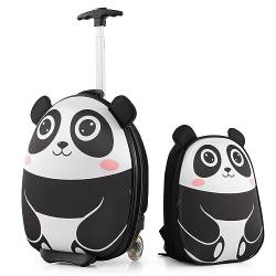 GOPLUS 2 TLG. Kinderkoffer mit Rucksack Kinder Reisekoffer Set Kinder Trolley Kinder Gepäck (Panda) von GOPLUS