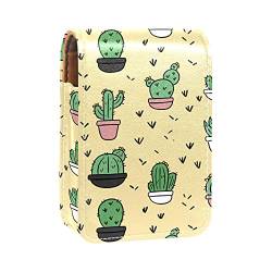 Cartoon-Kaktus-Topf, Lipgloss-Halter, Lippenstift-Etui, tragbare Make-up-Tasche, Reise-Lippenstift-Organizer, Etui mit Spiegel, Mini-Lippenstift-Aufbewahrungsbox für Frauen, Mehrfarbig, 9.5x2x7 von GORDESC