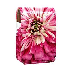 Lippenstift-Etui mit Spiegel, Gänseblümchen, Lipgloss-Halter, tragbare Lippenstift-Aufbewahrungsbox, Reise-Make-up-Tasche, Mini-Leder-Kosmetiktasche für 3 Lippenstifte, Mehrfarbig, 9.5x2x7 von GORDESC