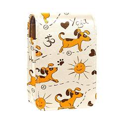 Lippenstift-Etui mit Spiegel, für Sport, Hund, Yoga, Sonne, Gesundheit, Lipgloss-Halter, tragbare Lippenstift-Aufbewahrungsbox, Reise-Make-up-Tasche, Mini-Leder-Kosmetiktasche für 3 Lippenstifte, von GORDESC