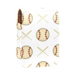 Make-up-Lippenstift-Tasche für draußen, Baseball-Muster, tragbarer Lippenstift-Organizer mit Spiegel, Mini-Make-up-Tasche für bis zu 3 Lippenstifte, Mehrfarbig, 9.5x2x7 cm/3.7x0.8x2.7 in von GORDESC