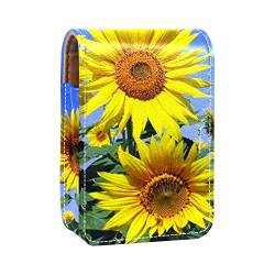 Sunflower Summer Flower Lipgloss Holder Lipstick Case Portable Makeup Bag Travel Lipstick Organizer Case with Mirror Mini Lipstick Storage Box for Women, Mehrfarbig, 9.5x2x7 cm/3.7x0.8x2.7 in von GORDESC