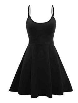 GORGLITTER Damen Ärmellos Kleid Camisole Minikleider A Linie Sommerkleid Elegant Faltenkleid Skaterkleid Schwarz M von GORGLITTER