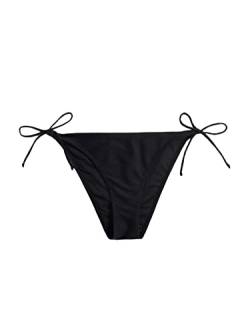 GORGLITTER Damen Bikini Höschen mit seitlichem Band Bade Tangas Bikinislip Badeunterteil Bikinihose Schwarz L von GORGLITTER