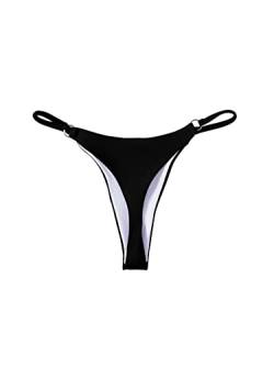 GORGLITTER Damen Bikini Unterteil Tanga Bikinihose Bikini Bottom mit Ring Bindung Bikinislip Schwarz XL von GORGLITTER
