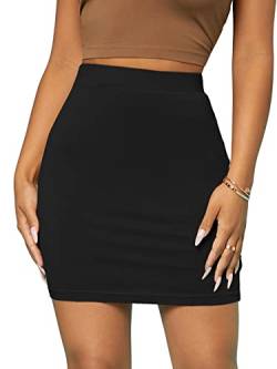 GORGLITTER Damen Figurbetonter Rock Elastischer Bund Minirock Bodycon Sommerrock Röcke Enger Rock Schwarz L von GORGLITTER