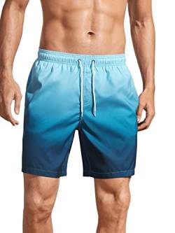 GORGLITTER Herren Badehose Shorts Kurze Sommerhose Elastischer Bund Badeshorts für Männer Schnelltrocknend Surfen Strandhose Surf Shorts mit Tunnelzug Blau L von GORGLITTER