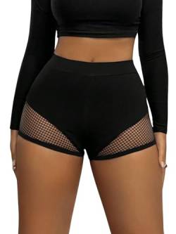 GORGLITTER Mesh Shorts Damen Sexy Shorts Party Kurz Pole Dance Shorts High Waist Netzshorts Hotpants Clubwear Schwarz M von GORGLITTER