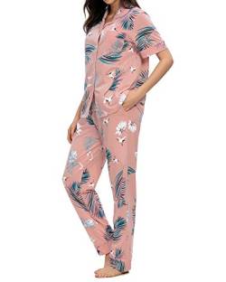 GOSO Damen Pyjamas - Damen Schlafanzug Pyjamas Button Down Pjs für Damen Sets Kurzarm Nachtwäsche Lady Nightwear Soft Lounge Sets von GOSO