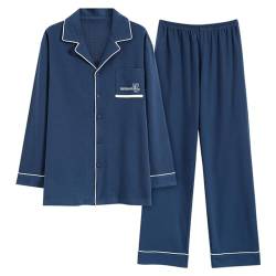 GOSO Jungen Pyjama Sets Baumwolle Button Down Nachtwäsche für Herbst/Winter 2pcs Pjs Sets, Waffel PJS Lange Ärmel & Lange Hosen Loungwear Set für große Teenager Jungen von GOSO