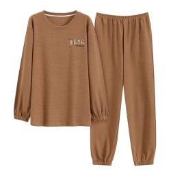 GOSO Jungen Schlafanzug Sets Baumwolle Nachtwäsche für Herbst/Winter 2pcs Waffel Pyjs Sets, Lange Ärmel & Lange Hosen Rundhalsausschnitt Loungwear Set für große Teenager Jungen von GOSO