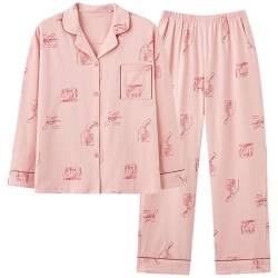 GOSO Mädchen Baumwolle 2pcs PJS Button Down Pyjamas Set Lange Ärmel Loungewear Set Nachtwäsche für Winter/Herbst, Atmungsaktiv Cute Sleepwear Set für Teenager Mädchen Große Mädchen von GOSO