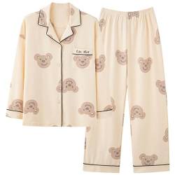 GOSO Mädchen Baumwolle PJS Button Down Pyjamas Set Lange Ärmel Loungewear Set Nachtwäsche für Winter/Herbst, Atmungsaktiv Niedliche Nachtwäsche Set für Teenager Mädchen Große Mädchen von GOSO