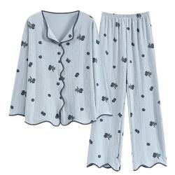 GOSO Mädchen Baumwolle Pyjamas Set Warme Loungewear Set Button Down Lange Ärmel Lange Hose Nachtwäsche Niedliche Stylische Nachtwäsche für große Mädchen von GOSO