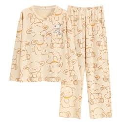 GOSO Mädchen Baumwolle Pyjamas Set Warme Loungewear Set Rundhalsausschnitt Lange Ärmel Lange Hose Nachtwäsche, Atmungsaktiv Niedlich Stilvolle Nachtwäsche Set für Teenager Mädchen von GOSO