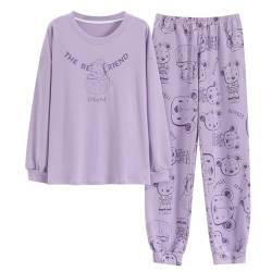 GOSO Mädchen Baumwollpyjamas Set Stylisches Loungewear Set T-Shirt Hose Nachtwäsche für Winter/Herbst, Atmungsaktives Niedliches Schlafanzug Set für Teenie Mädchen von GOSO