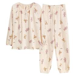 GOSO Mädchen Baumwollschlafanzug Set Warmes Loungewear Set Lange Ärmel Lange Hose Nachtwäsche, Atmungsaktiv Niedlich Stilvolles Schlafanzug Set für große Mädchen von GOSO