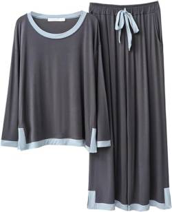 GOSO Mädchen Modal Pyjamas Set Warme Loungewear Set T-Shirt Hose Nachtwäsche für Winter/Herbst, Atmungsaktiv Niedlich Stilvolle Nachtwäsche Set für Teenager Mädchen von GOSO