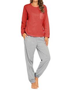 GOSO Schlafanzug Damen Pyjama Set Zweiteilige Nachtwäsche Langarm Hausanzug Top und Hose Lady Jogging Stil Soft Lounge Sets von GOSO