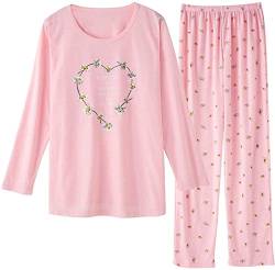 GOSO Schlafanzug Mädchen 140 146 152 164 Pyjamas Niedliche Pjs für Teenager Cartoon Print Tops und Lange Hosen Big Tween Girl Nightwear Set, Rosa 3, XL=152 von GOSO