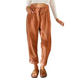 GOTOTOP Damen Gerade Cordhose Hohe Taille Retro Bequem Slim Pants mit Weitem Bein (L) von GOTOTOP