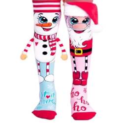 Spaß Weihnachts socken Weihnachten Knies trümpfe Santa & Schneemann Neuheit Frauen gemütliche Pantoffels ocken für Mädchen Frauen flauschige Socken von GOUDE