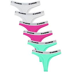 GOVIA® Damen Tanga Thong Set aus Baumwolle mit Weicher Bund Sportliche 6er Pack 3923 WRG L von GOVIA