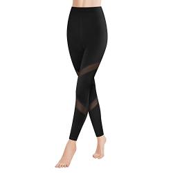 GOVIA 1er Pack Sport Leggings Damen lang High Waist Push Up Sportleggings Gym Pants Sporthose Elastisch Bauchweg Yoga Hose Fitnesshose Laufhose 4132 Schwarz L-XL von GOVIA