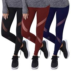 GOVIA 3er Pack Sport Leggings Damen lang High Waist Push Up Sportleggings Gym Pants Sporthose Elastisch Bauchweg Yoga Hose Fitnesshose Laufhose 4107 Schwarz + Marienblau+ Rot 2XL-3XL von GOVIA