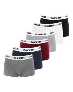 GOVIA Boxershorts Damen Baumwolle Unterhosen Hotpants Damen Sportunterwäsche Frauen Boxershort 6er Pack 3921F Mehrfarbig XL von GOVIA