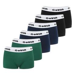 GOVIA Damen Boxershorts Unterwäsche Hipster aus Baumwolle 6er Pack 3921 Marineblau Schwarz Dunkelgrün M von GOVIA